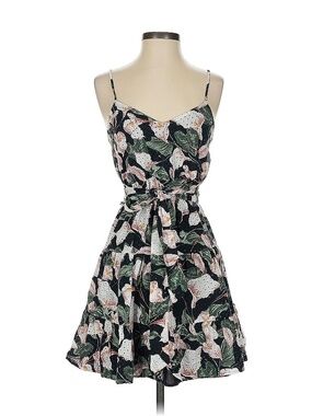 Express Black Floral Eyelet Dress Feminine Tropical Vacation Sz XS